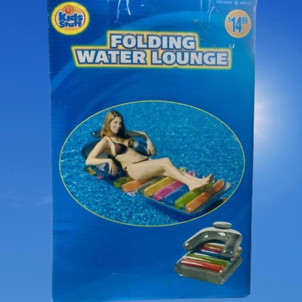 Kids Stuff Folding Inflatable Water Lounge Pool Float Chair Lounger 75" x 30"